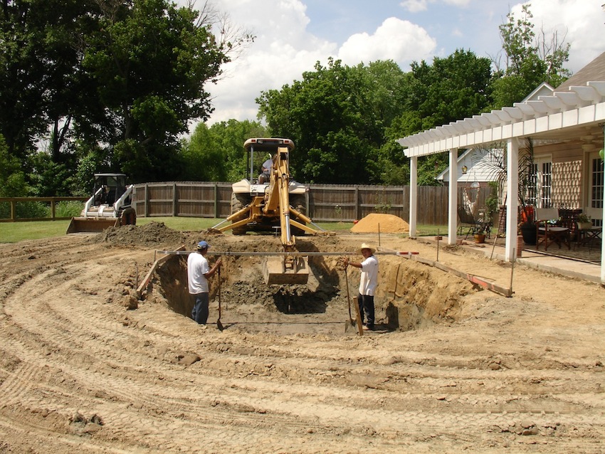 Beginning the installation process of an in-ground Catalina Pools