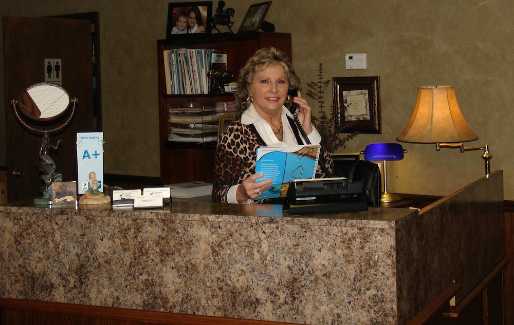 Robin working at the Catalina Pools office